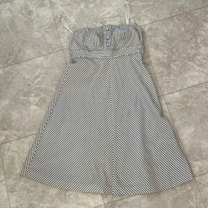 GAP Striped Gray Strapless Dress 0